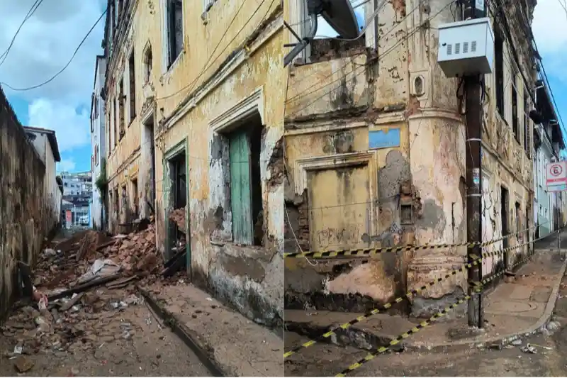 Imagem de Parte de casarão desaba em Santo Antônio Além do Carmo
