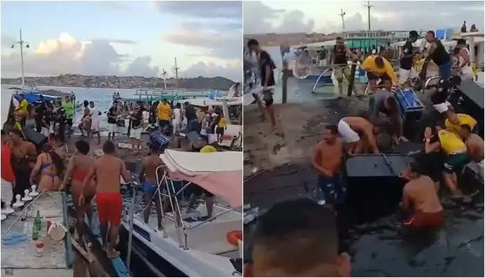 Imagem de Balsa naufraga durante festa na Praia da Ribeira, em Salvador