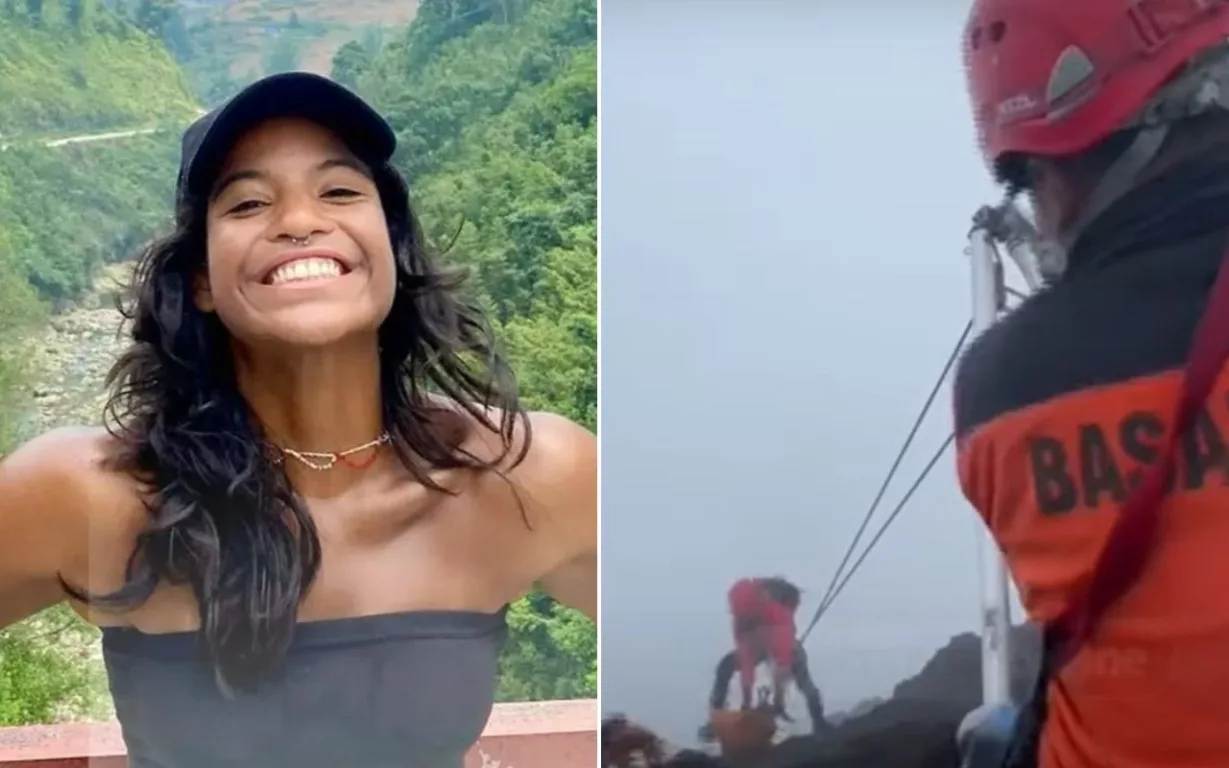 Imagem de Corpo de brasileira é resgatado de vulcão na Indonésia após mais de sete horas de operação