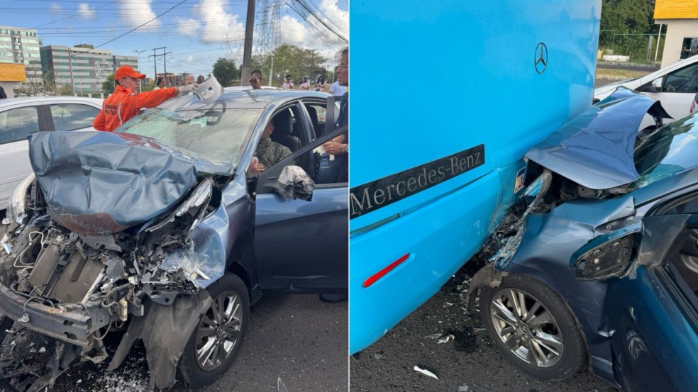 Imagem de Carro em alta velocidade atropela corredor e bate em ônibus no CAB