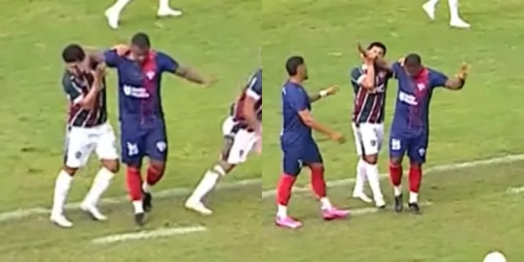 Imagem de Jogador do Fluminense de Feira morde adversário durante semifinal da Série B do Baianão