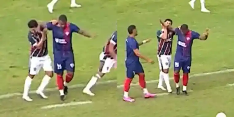 Imagem de Jogador do Fluminense de Feira morde adversário durante semifinal da Série B do Baianão