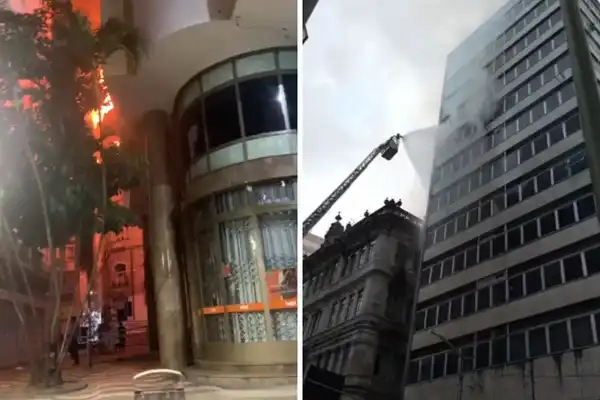 Imagem de Queima de material por invasores teria provocado incêndio em prédios do Comércio